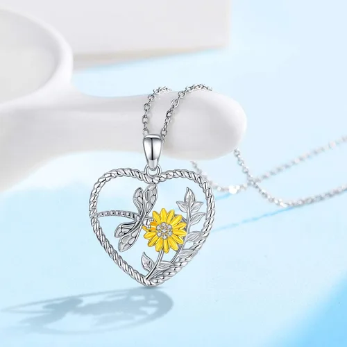 Miniatura 5 de CHENGHONG Collares de girasol de plata de ley 925, collar con colgante de girasol You Are My Sunshine, regalos de joyería para mujeres y hombres