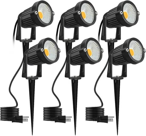 Romwish Foco LED de paisaje de 5 W, iluminación de paisaje al aire libre de 120 V, enchufe de 550 lúmenes, luces LED impermeables para paisaje,