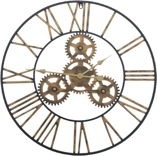 Reloj de pared estilo industrial vintage americano, metal, hierro, romano, engranaje, cuarzo, sala de estar, decoración del hogar