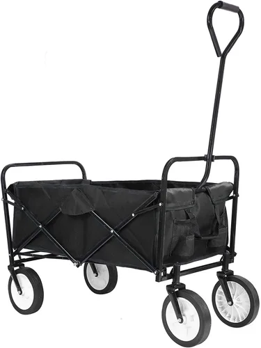 Kaito TC3015 Carro utilitario plegable para exteriores con ruedas de 8 pulgadas y mango acolchado (negro)