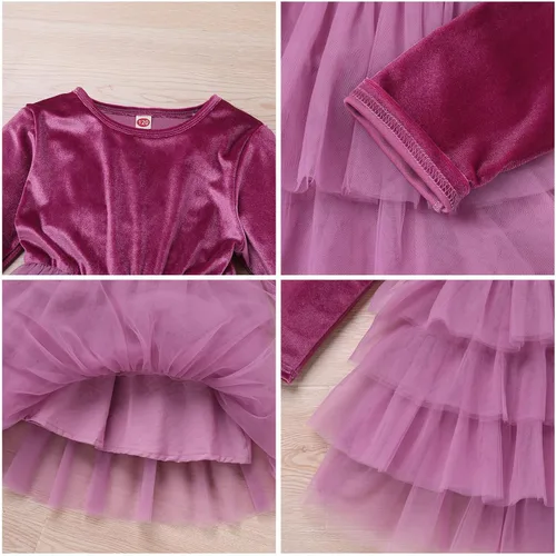 Miniatura 97 de IDOPIP Vestido tutú de terciopelo para niñas pequeñas, vestido de manga larga para princesa, Navidad, cumpleaños, fiesta, boda, vestidos de otoño e