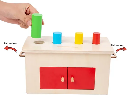 Miniatura 3 de Adena Montessori Kit de juego 4 en 1 para bebés y niños pequeños, de 6 a 12 meses a 3 años, incluye caja de monedas, cilindro, caja de zanahoria