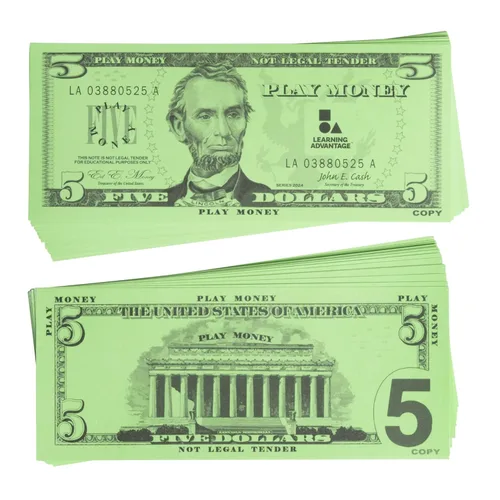 Miniatura 13 de LEARNING ADVANTAGE Billetes de juego de un dólar Juego de 100 Tamaño como efectivo real Dinero de juego para enseñar moneda y contar