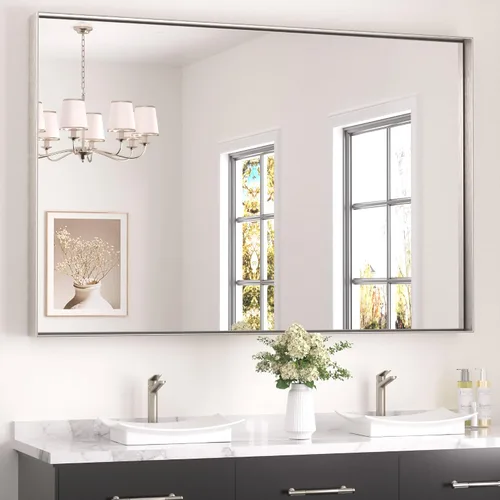 Miniatura 90 de Keonjinn - Espejo rectangular con marco negro para baño de 40 x 30 pulgadas, espejo de pared para sobre el lavabo, espejos de tocador de metal