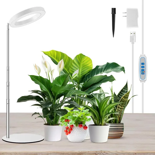 Miniatura 21 de Kullinss - Luz de crecimiento, 48 luces LED de espectro completo para plantas de cultivo en interiores con base desmontable, temporizador de Grano