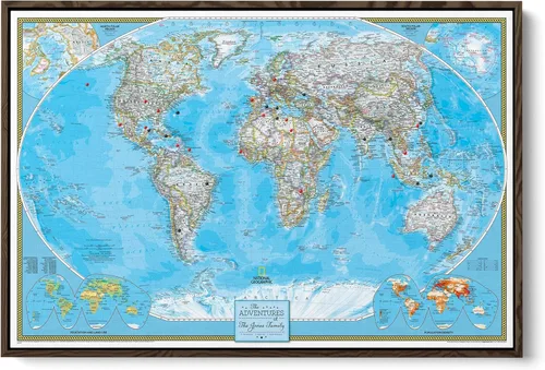 Miniatura 11 de National Geographic - Mapa de viaje – Póster de lienzo con mapa del mundo clásico con alfileres – Mapa personalizado del mundo – Grande 24 x 36