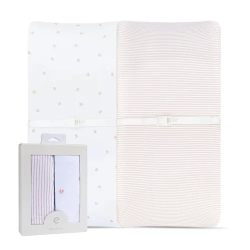 Ely's & Co. Funda para cambiador, sábanas para cambiador de pañales, paquete de 2, juego de sábanas para cunas para bebés, 100% algodón de punto