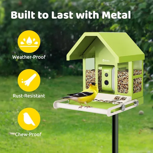 Miniatura 2 de Birdfy Comedero inteligente para pájaros con cámara, alimentador de pájaros de metal duradero para exteriores, detección automática y grabación