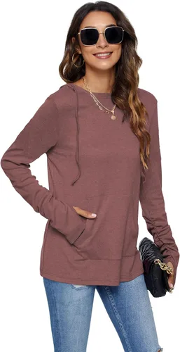 Miniatura 4 de AUSELILY Sudadera Hoddie de manga larga con cordones y agujeros para el pulgar para mujer