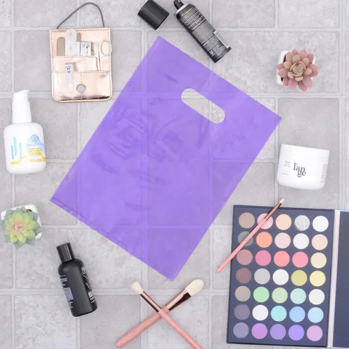 Miniatura 5 de Prime Line Packaging Bolsas de plástico para regalos, bolsas de fiesta de colores con asas, 2 mil troqueladas para recuerdos de fiesta de niños