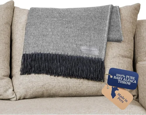 Tejido de espiga de lana de alpaca 100% bebé - Manta de producción limitada de origen ético más cálida que la lana - Manta decorativa cómoda para