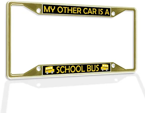 Miniatura 7 de Fastasticdeals Marco de placa de metal con inserto de metal My Other Car is A School Bus B resistente a la intemperie, accesorios de coche negro