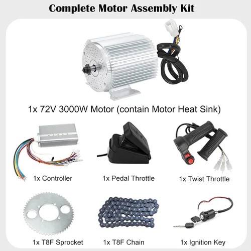 Miniatura 14 de BLDC - Kit de motor sin escobillas de 72V 3000W con controlador de 24 Mosfet 50A y pedal de acelerador para scooter eléctrico, motor de motocicleta