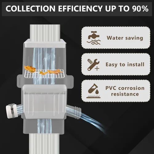 Miniatura 2 de Desviador de bajante, kit de desviador de barril de lluvia, sistema de recolección de agua de lluvia se adapta a bajante de 2 x 3 o 3 x 4 pulgadas