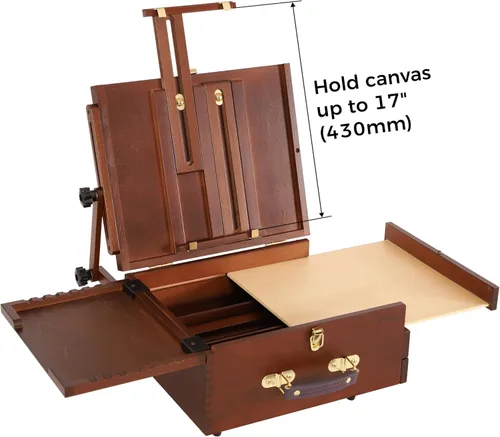Miniatura 4 de VISWIN Caballete portátil Plein Air, caja de artista con trípode de aluminio y 2 bolsas de transporte de nylon, caballete de mesa y piso francés