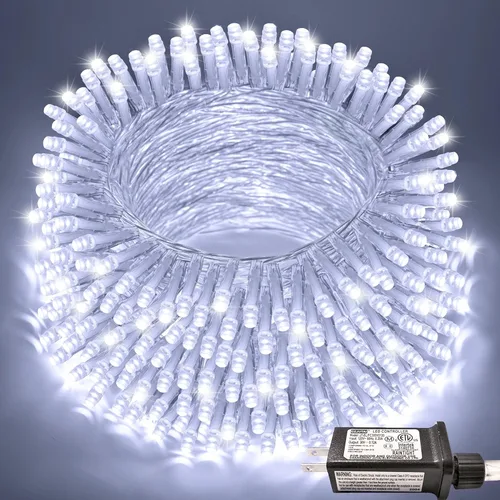Miniatura 59 de JMEXSUSS Luces rojas blancas y azules con cable transparente, 66 pies, 200 luces LED para decoración del 4 de julio, luz de Navidad para celebración