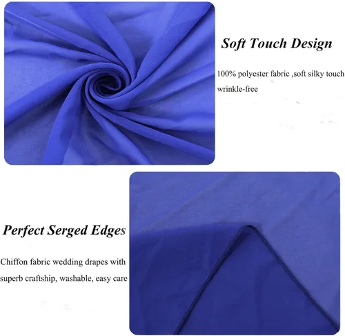 Miniatura 4 de Tela para Drapeado de Arco de Boda Azul Real 20 FT 1 Panel Cortinas de Gasa Azul Cortinas de Telón de Fondo Transparentes Arcos de Boda