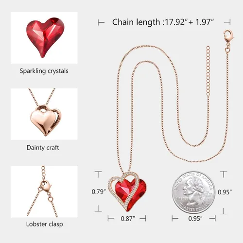 Miniatura 5 de Sumonyo Love Heart Pendant Necklaces for Women Crystals Jewelry Gifts for Women Her Girlfriend Mother's Wife Christmas Birthday Anniversary