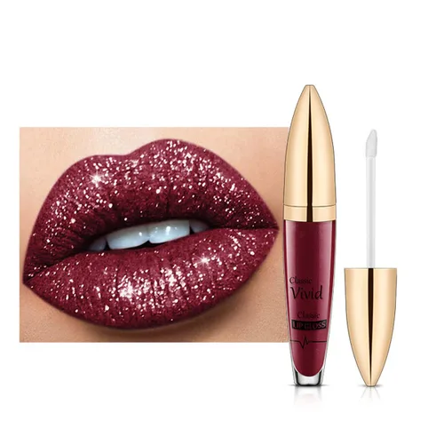 Miniatura 11 de Lápiz labial líquido brillante de diamantes para Halloween, brillo labial líquido con purpurina gótica, de alto pigmento brillante, resistente al #03