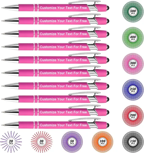 Miniatura 122 de Máx. 500 bolígrafos personalizados a granel, bolígrafos personalizados con grabado gratis, punta de lápiz óptico personalizado con tu nombre, texto
