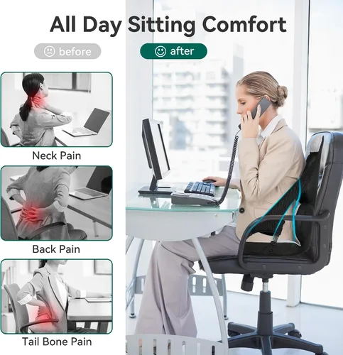 Miniatura 3 de Almohada de Apoyo Lumbar de Espuma Viscoelástica, Cojín para Asiento de Coche, Cojín para Silla de Oficina, Almohada de Asiento de Una Pieza, Mejora
