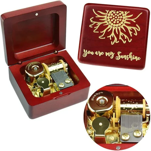 Miniatura 9 de Sinzyo You are My Sunshine - Caja de música de madera maciza tallada con láser, cajas musicales para cumpleaños, día de San Valentín, Navidad