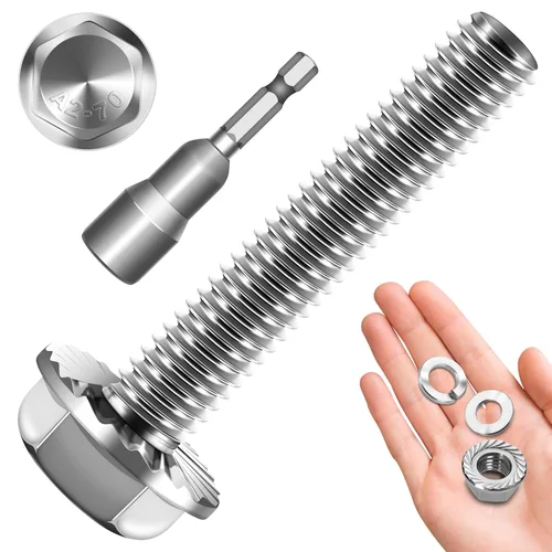 Miniatura 20 de Perno M6x1.0 (10 juegos) M6 x 0.787 in Brida Hex Head Tuercas y Pernos, Tornillos hexagonales de brida de perno M6 con tuercas y arandelas, Surtido