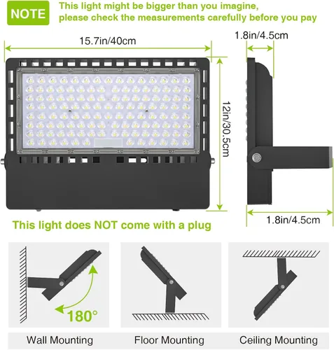 Miniatura 3 de STASUN Luz de inundación LED de 300 W 45000 lm del anochecer al amanecer Fotocélula al aire libre - Serie Flying Ultra, certificado ETL 5000K luz