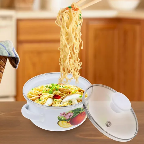 Miniatura 2 de MAGICLULU Juego de 3 ollas de sopa esmaltadas de doble asa con tapas, pequeñas ollas de cocina multifuncionales para salsa de sopa y cocina