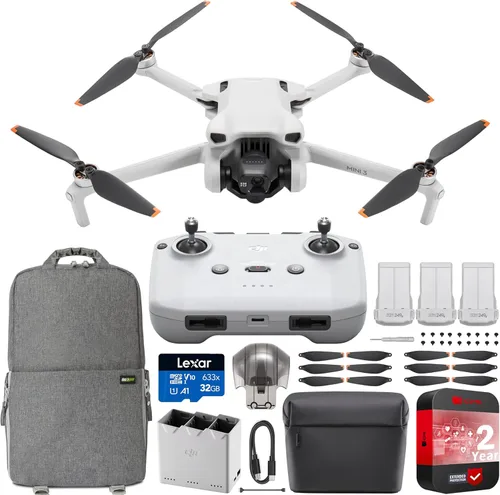 DJI Mini dron cuadricóptero de 3 cámaras + controlador RC-N1 (sin pantalla) + kit Fly More, video 4K, tiempo de vuelo de 38 minutos, disparo
