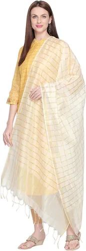 Miniatura 6 de DUPATTA BAZAAR Dupatta de seda mezclada a cuadros para mujer.