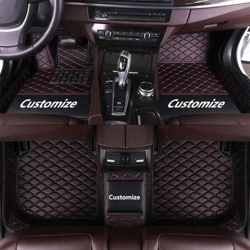 Miniatura 23 de Alfombrillas de cuero personalizadas para automóvil, personalizadas, para camión, sedán, cupé y SUV, revestimientos de lujo con diamantes (beige)
