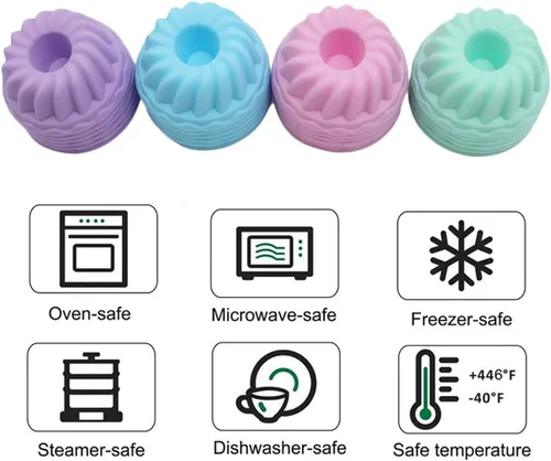 Miniatura 6 de Moldes de silicona para hornear, 12 moldes de silicona para donas, moldes antiadherentes para donas, muffins de calabaza, cupcakes, moldes