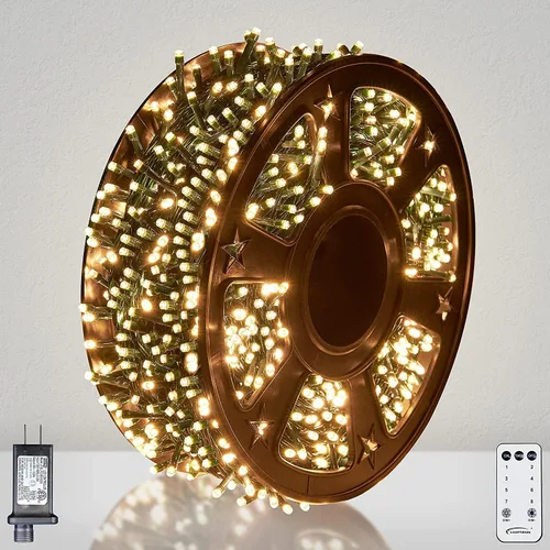 Miniatura 10 de LIGHTSHARE Guirnalda de luces de estrella de 750 LED de 245 pies, color blanco cálido, 8 modos de 30 V enchufables con control remoto para el hogar