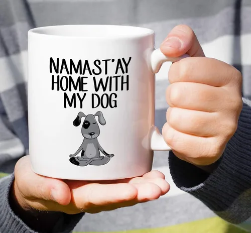 Miniatura 4 de Retreez Taza divertida – Namaste Namastay Home with My Dog Dogs Lover Meditación Yoga 11 Oz Tazas de café de cerámica – Divertido, sarcasmo