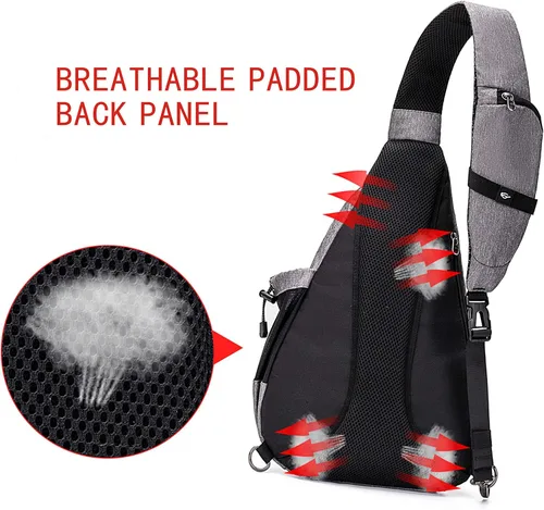 Miniatura 5 de TurnWay - Bolsa bandolera impermeable, bolsa cruzada, bolsa al hombro, con puerto de carga USB para viajes, senderismo, ciclismo, campamento Gris