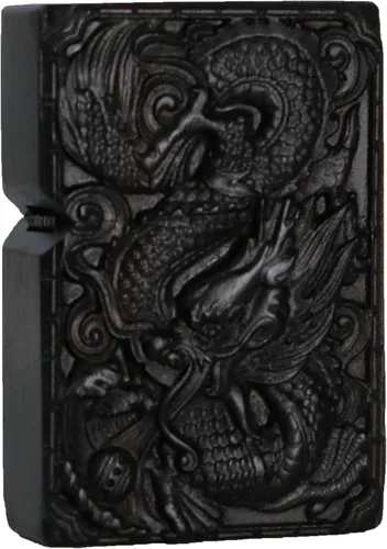 Miniatura 38 de Caja de carcasa de madera de ébano negro natural tallada para módulo Zippo (Serpiente Cobra)