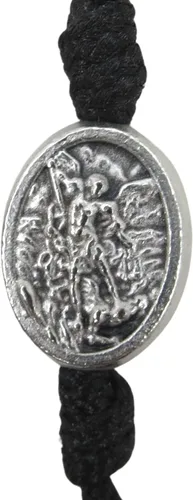 Miniatura 3 de Pulsera de cordón ajustable de San Miguel Arcángel negro con medalla en tono plateado, joyería de protección religiosa católica, regalo de recuerdo
