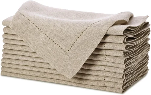 Mantelería 100% lino, con vainica – Servilletas y manteles hechos y cosidos a mano con detalles de vainica. El tela de lino puro, funciona bien en