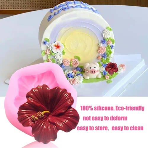 Miniatura 3 de ZiXiang Moldes de silicona de flores de orquídea, molde de fondant de flores de hibisco, molde de silicona para decoración de pasteles, decoración