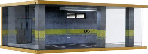 Miniatura 7 de Vitrina de garaje de coche fundido a presión a escala 1:24 con cubierta acrílica transparente e iluminación LED para 3 espacios de estacionamiento
