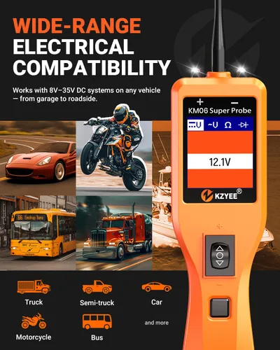 Miniatura 8 de KZYEE Probador de circuito automotriz KM06, sonda de circuito de potencia, probador de luz corta y remolque de 4 modos, prueba de voltaje CC/CA