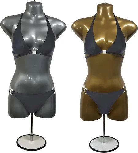Miniatura 7 de 2 Mannequin femenino dorado cadera cuerpo largo torso vestido formas y gancho colgante, tallas S-M