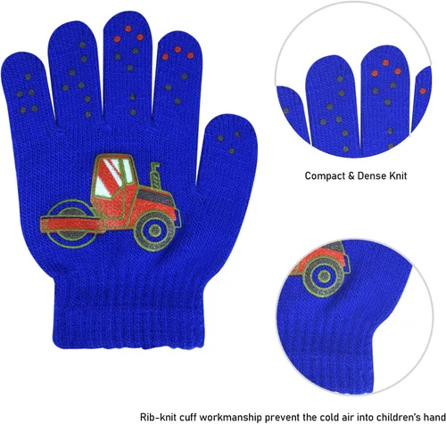 Miniatura 24 de Hicdaw 6 pares de guantes de invierno para niños, guantes de punto elásticos y cálidos para niños o niñas