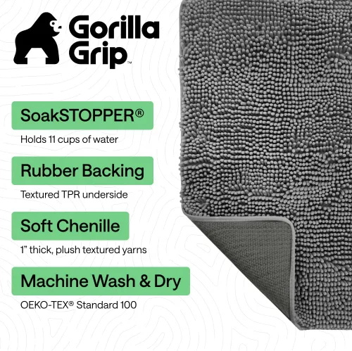 Miniatura 2 de GORILLA GRIP SOAKSTOPPER - Tapete para puerta de perro, 30 x 20 pulgadas, lavable a máquina, absorbente, captura la humedad y la suciedad del barro