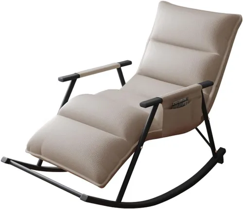 Miniatura 11 de YCKEGEW Sofá de ocio mecedora mecedora con respaldo alto, sillas reclinables de cuero, sillón de mediados de siglo para sala de estar, bolsillo