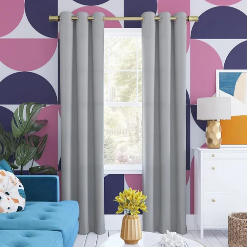 Miniatura 16 de Sun Zero Halton Bright Vibes Panel de Cortina Opaca Total con Ojales, 40" x 63", Azul Clásico