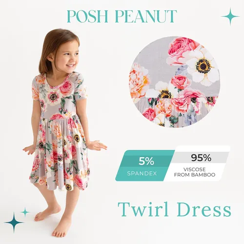 Miniatura 48 de Posh Peanut - Vestidos para niñas – Vestido suave para niña hecho con viscosa de bambú – Vestidos de otoño, primavera y verano para niñas