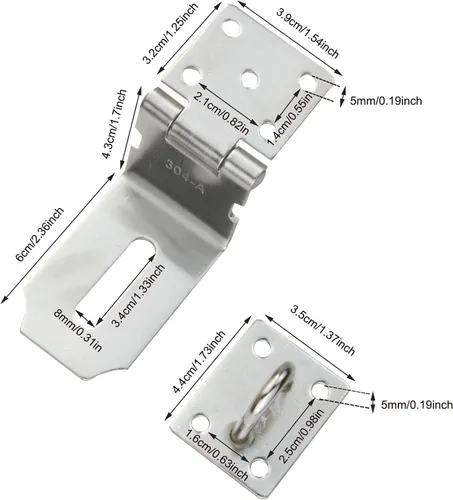 Miniatura 2 de Arlai Cerrojo de puerta de acero inoxidable de 4 pulgadas, seguridad de 90 grados, ángulo recto, cerrojo de bloqueo, cierre de puerta de seguridad