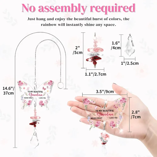 Miniatura 2 de Funnli Regalos para abuela, regalos de cumpleaños para abuela, atrapasoles de cristal, Navidad, cumpleaños, día de la madre, Acción de Gracias, día